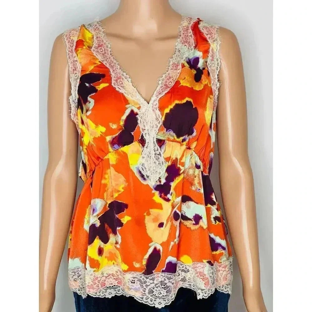 Rebecca Minkoff Floral Lace Trim sleeveless top size M NWOT - Picture 4 of 8